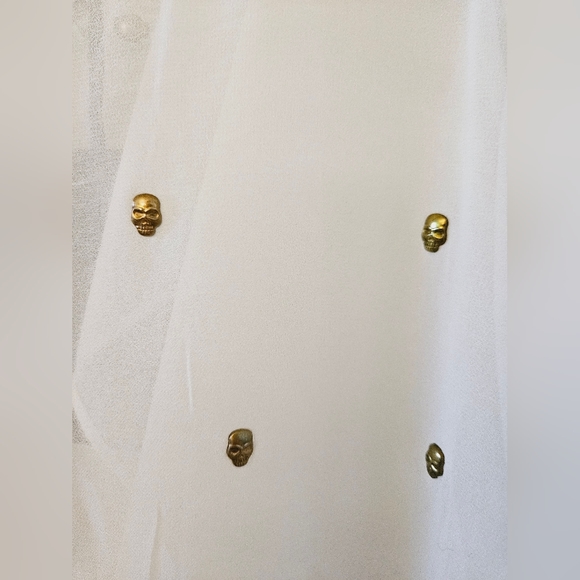 Lulumari Sheer tank top blouse with gold metal skull detail - Picture 7 of 15